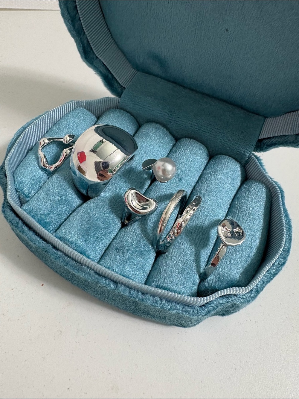 Silver plated open rings set